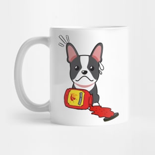 Cute French Bulldog spilled a jar of hot sauce Mug